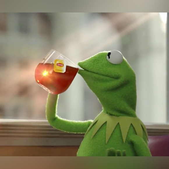 Kermit The Frog Sipping Tea Meme Beanie Pink Youth Size (Small) - Picture 2 of 6